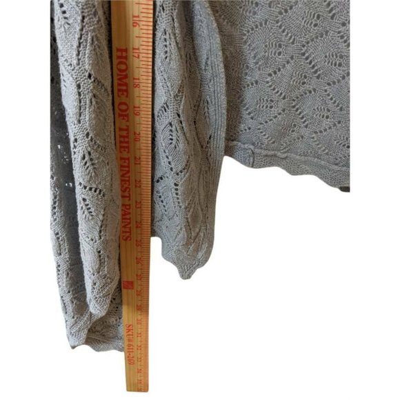 Forever 21 Women Cardigan Sweater Gray 3/4 Sleeve Open Front Loose Weave Boho SP - Picture 9 of 9